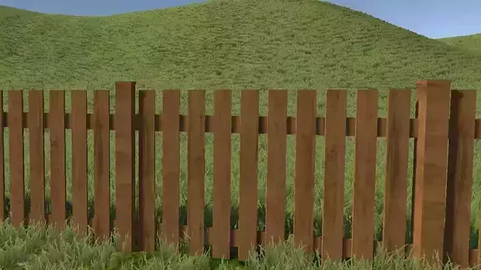 fence wooden in middle of grassy field