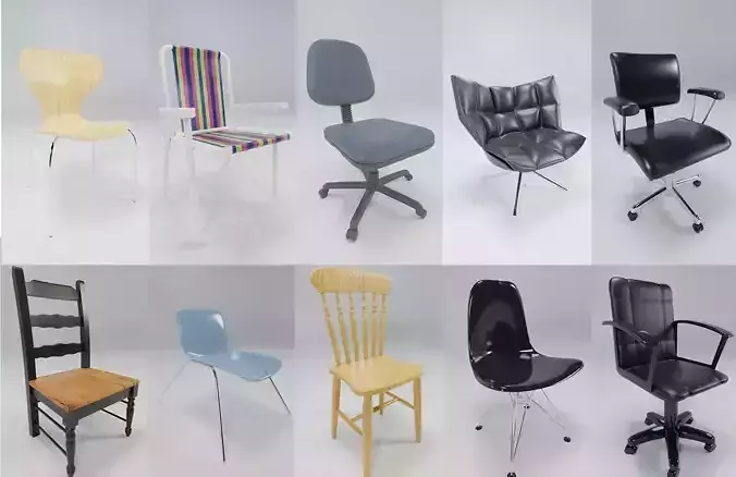 3D 10 Chair Collection model 3D model