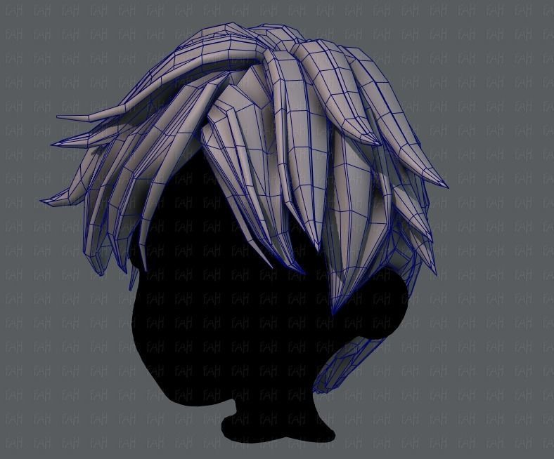 3D Hair style for boy V43 Low-poly 3D model_32