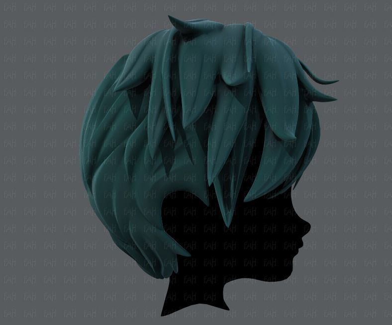 3D Hair style for boy V43 Low-poly 3D model_3