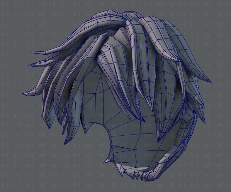 3D Hair style for boy V43 Low-poly 3D model_44