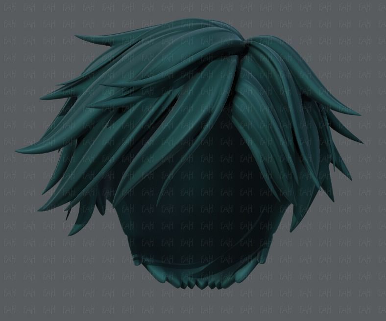3D Hair style for boy V43 Low-poly 3D model_37