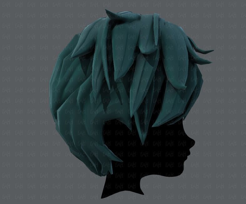 3D Hair style for boy V43 Low-poly 3D model_19