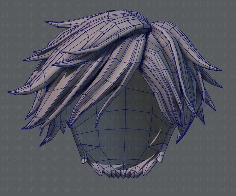3D Hair style for boy V43 Low-poly 3D model_40