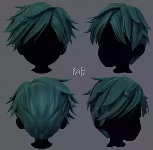 3D Hair style for boy V43 Low-poly 3D model