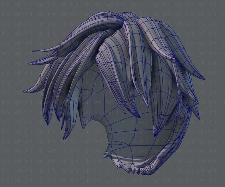 3D Hair style for boy V43 Low-poly 3D model_42