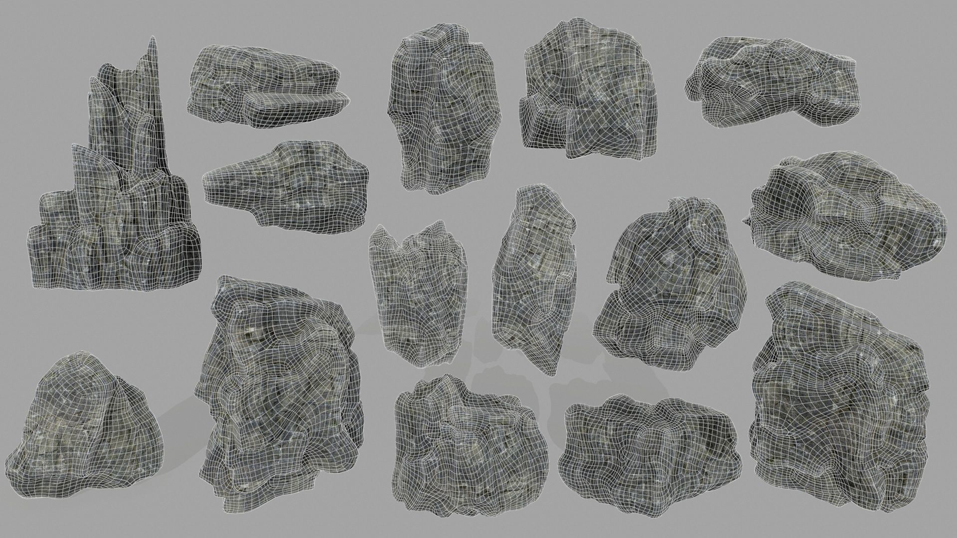 cliff rocks set 1 Low-poly 3D model_23