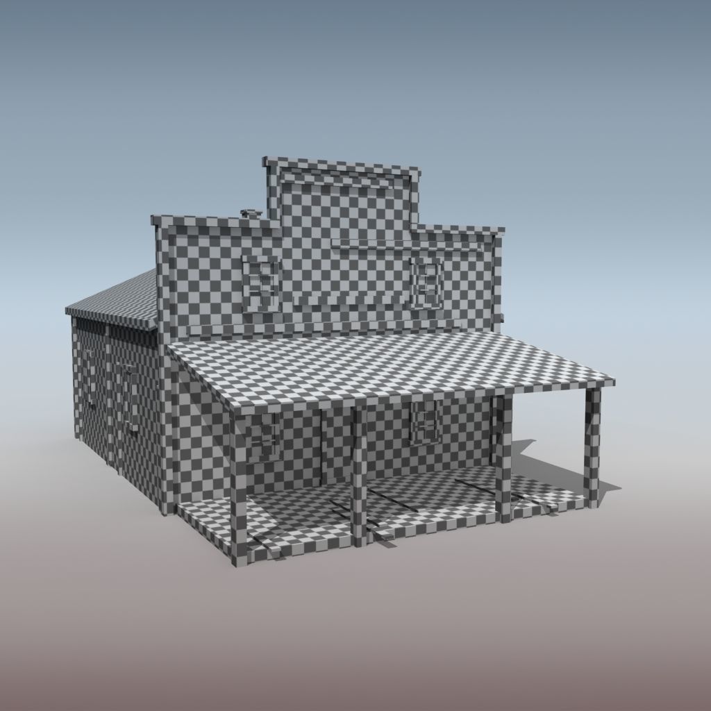 LOW POLY WOODEN HOUSE 1 game asset Low-poly 3D model_3