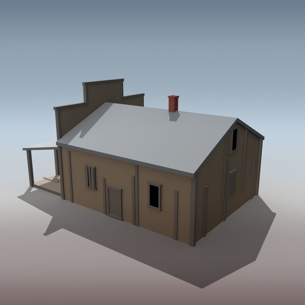 LOW POLY WOODEN HOUSE 1 game asset Low-poly 3D model_2
