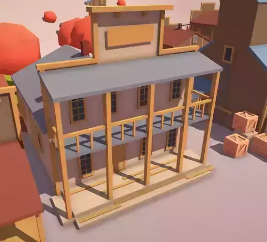 LOW POLY WOODEN HOUSE 3 game asset
