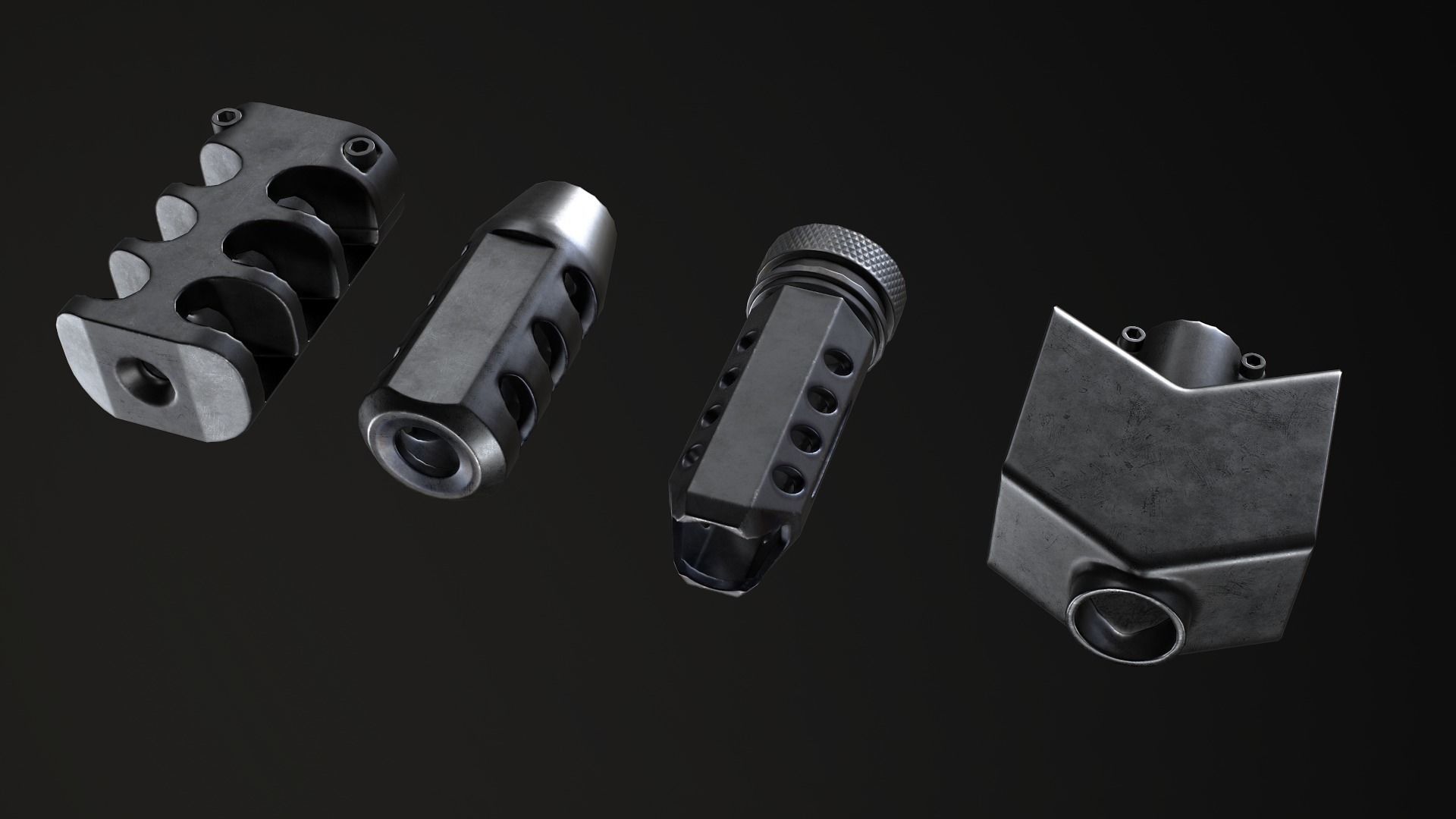 PBR Muzzle Collection items Low-poly 3D model_1