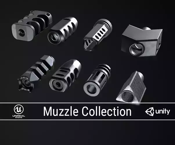 PBR Muzzle Collection items Low-poly 3D model