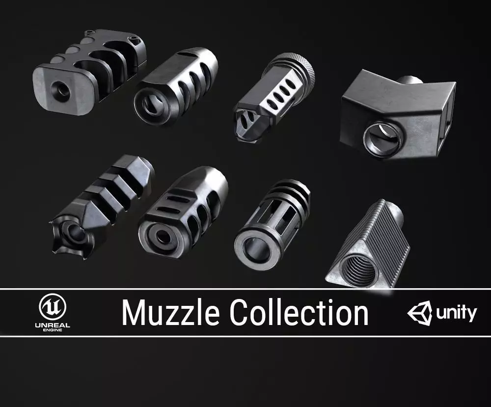 PBR Muzzle Collection items Low-poly 3D model_0