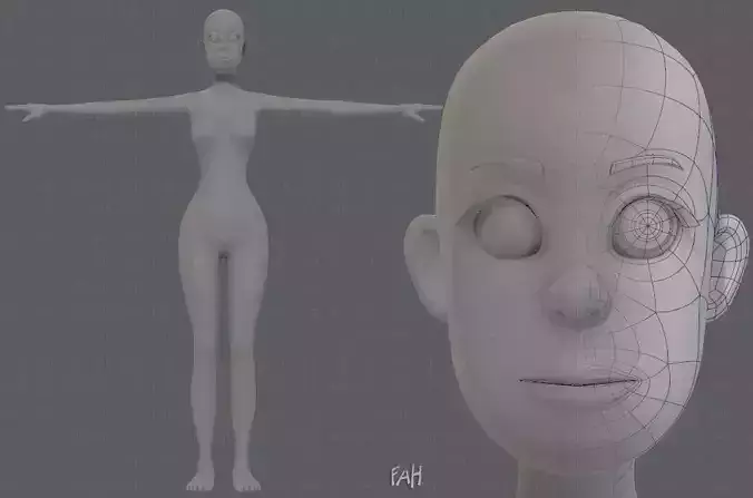 Base mesh woman 15 Low-poly 3D model