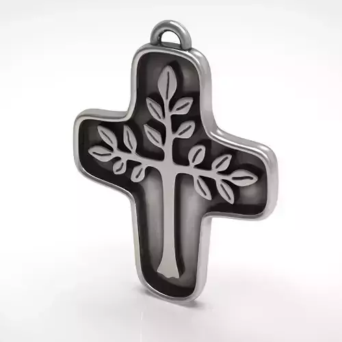 Cross silver with tree
