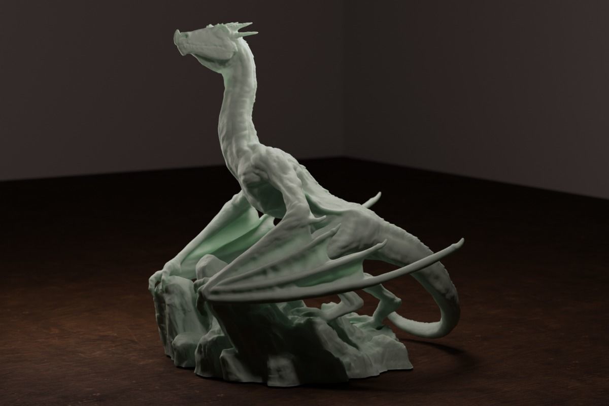 Dragon Posed on Mountaintop 3D print model_1
