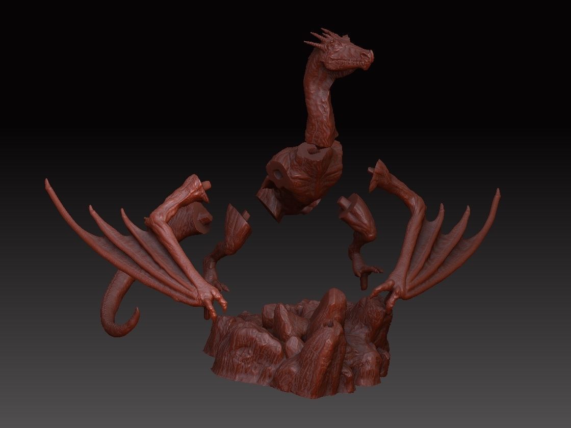 Dragon Posed on Mountaintop 3D print model_5