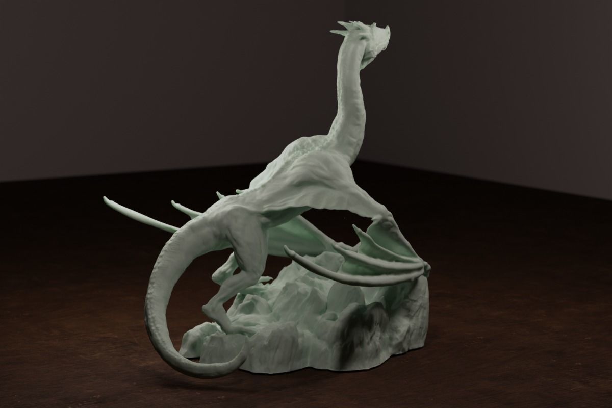 Dragon Posed on Mountaintop 3D print model_4