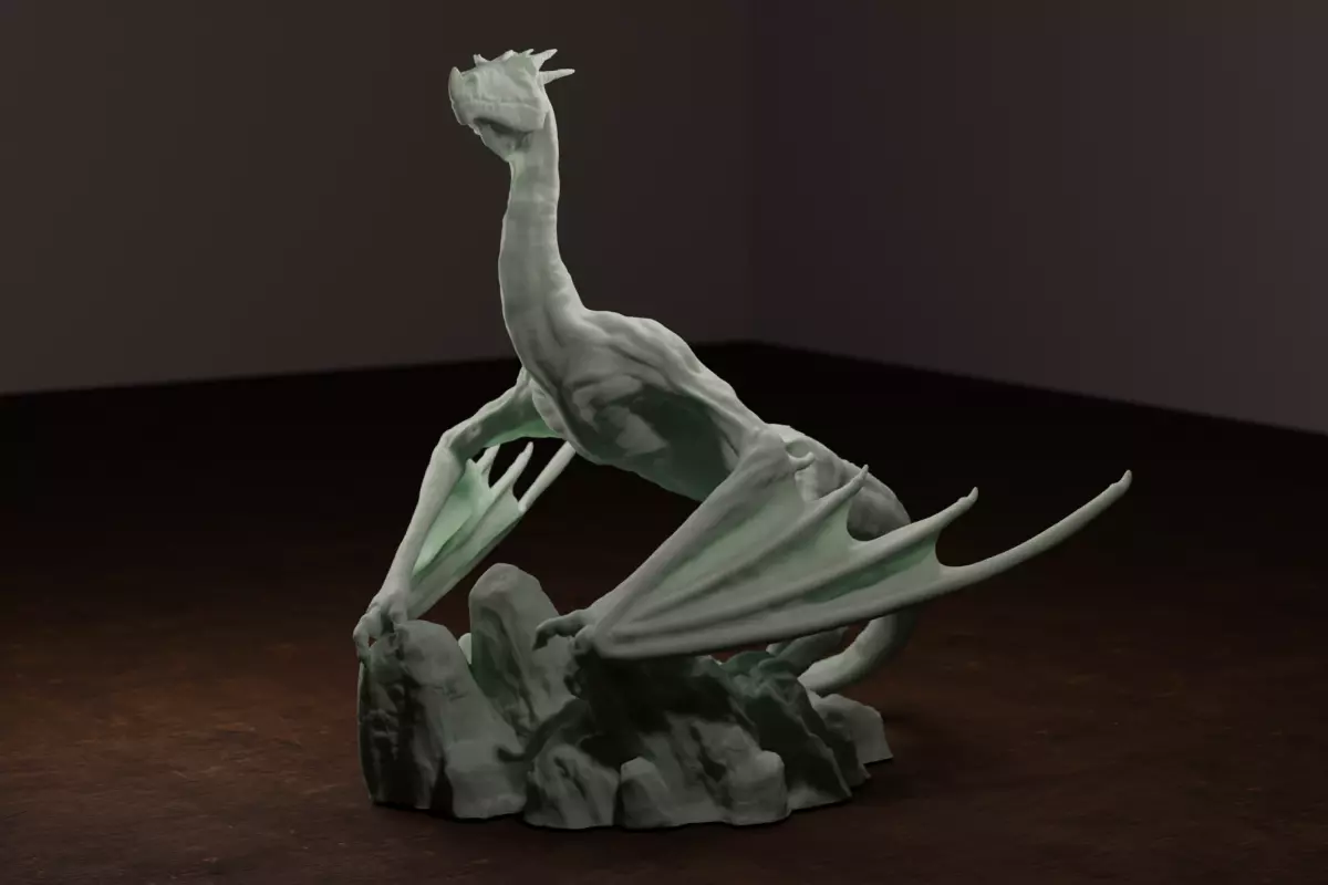 Dragon Posed on Mountaintop 3D print model_0