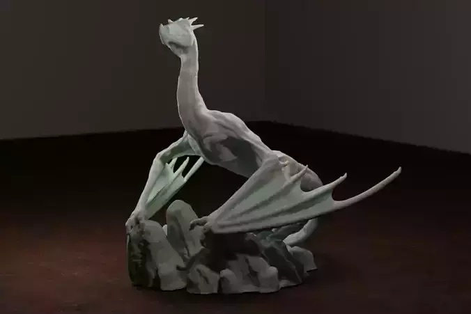 Dragon Posed on Mountaintop