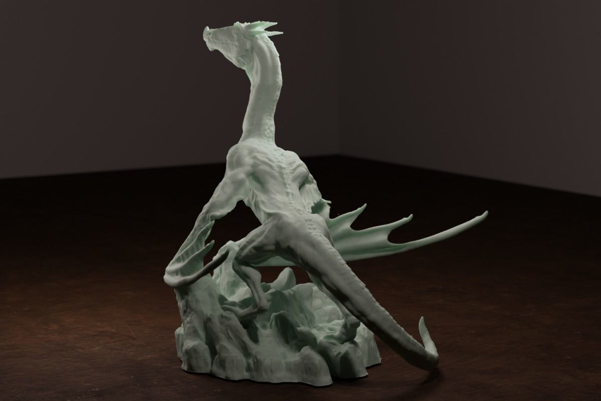 Dragon Posed on Mountaintop 3D print model_3