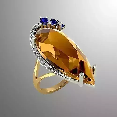 Ring p 1 pear shaped citrine and sapphire