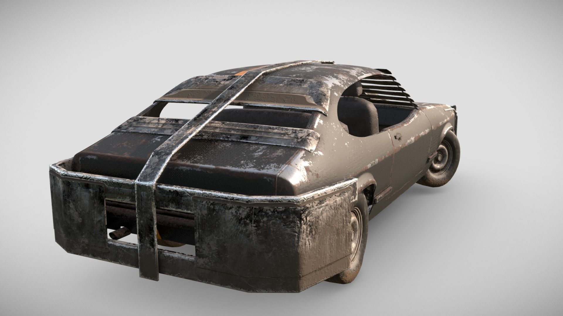 Post Apocalyptic Coupe PBR Low-poly 3D model_4