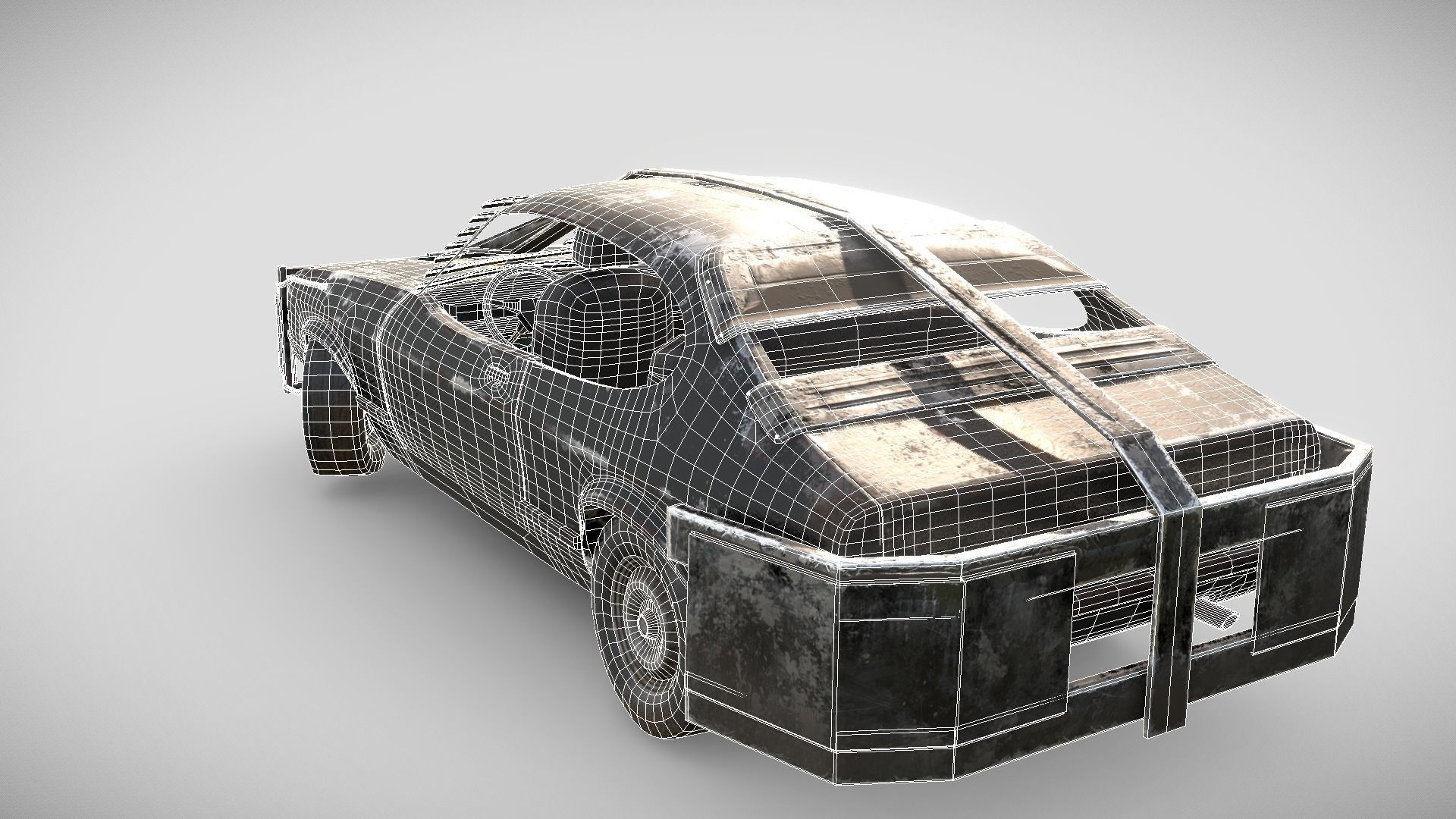 Post Apocalyptic Coupe PBR Low-poly 3D model_10