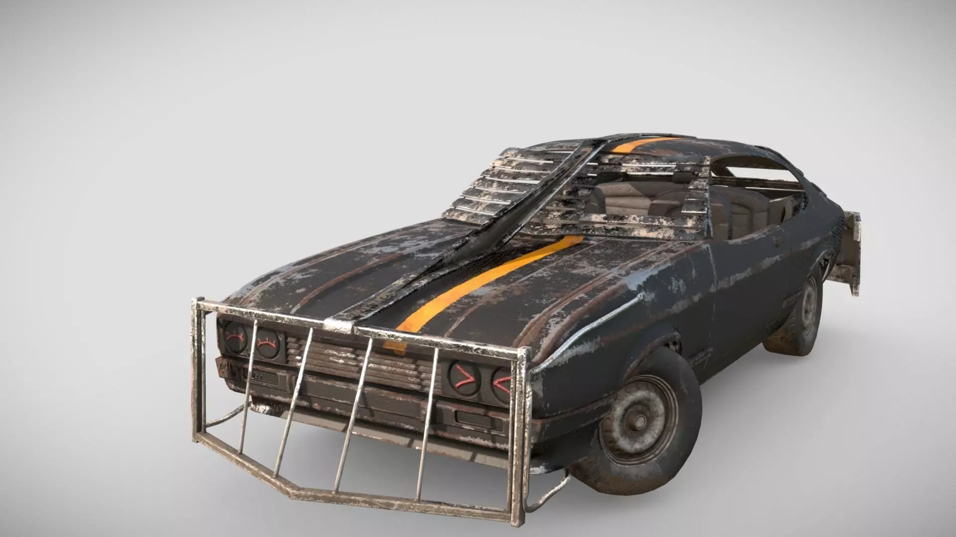 Post Apocalyptic Coupe PBR Low-poly 3D model_0