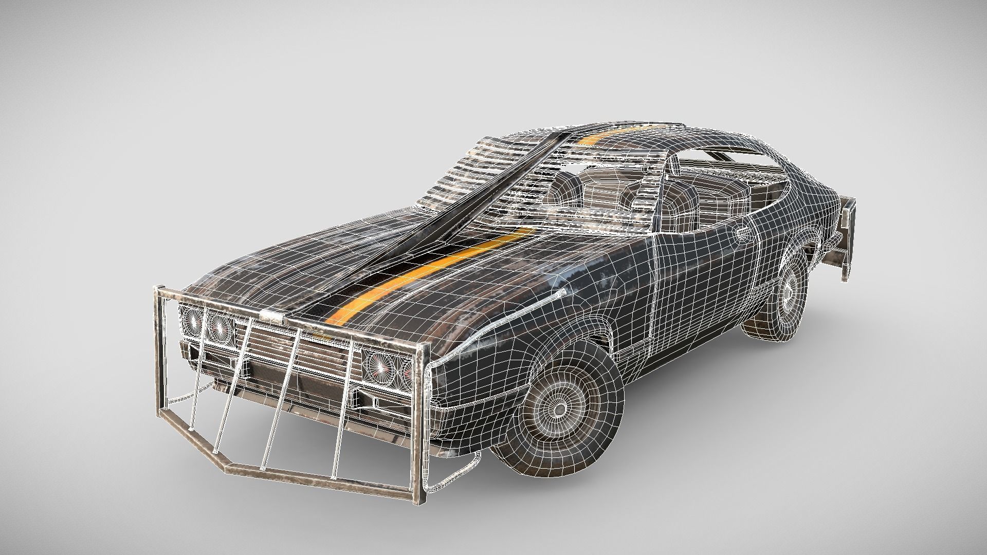 Post Apocalyptic Coupe PBR Low-poly 3D model_8