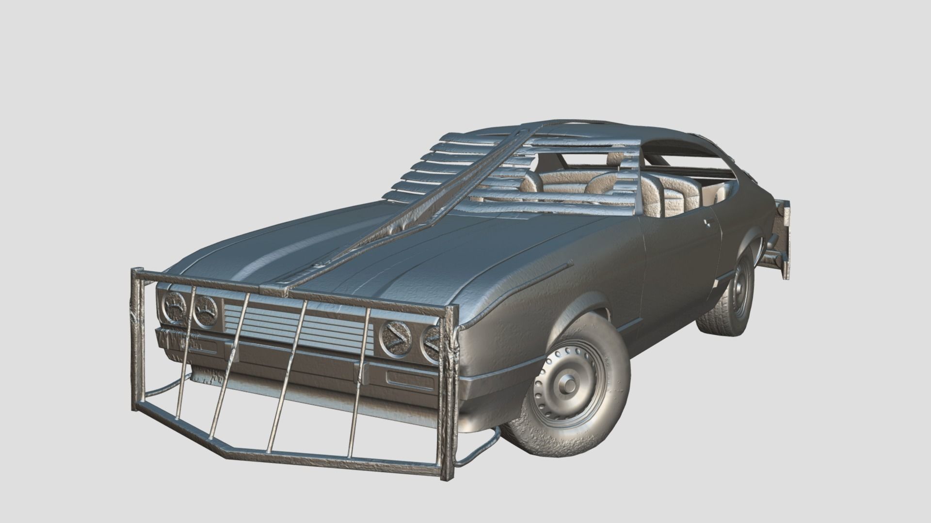Post Apocalyptic Coupe PBR Low-poly 3D model_11