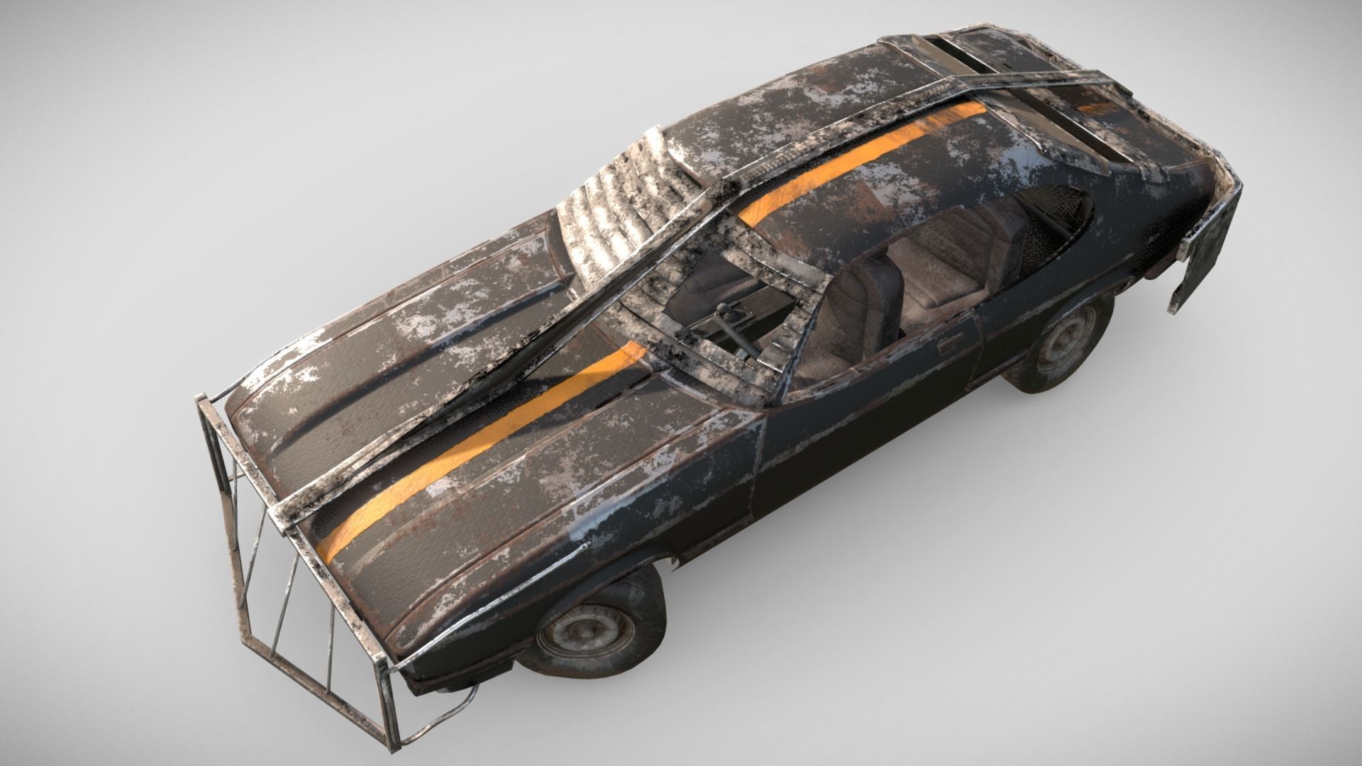 Post Apocalyptic Coupe PBR Low-poly 3D model_3