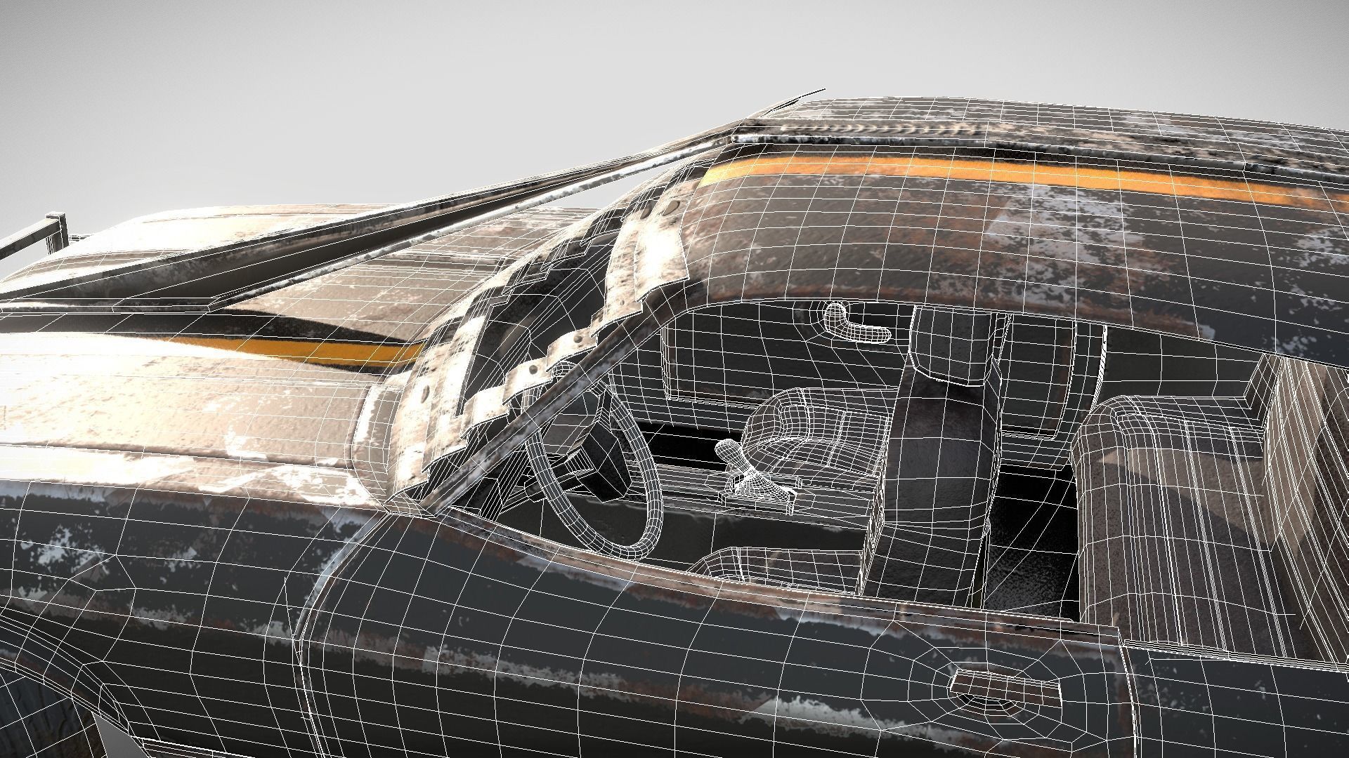 Post Apocalyptic Coupe PBR Low-poly 3D model_9