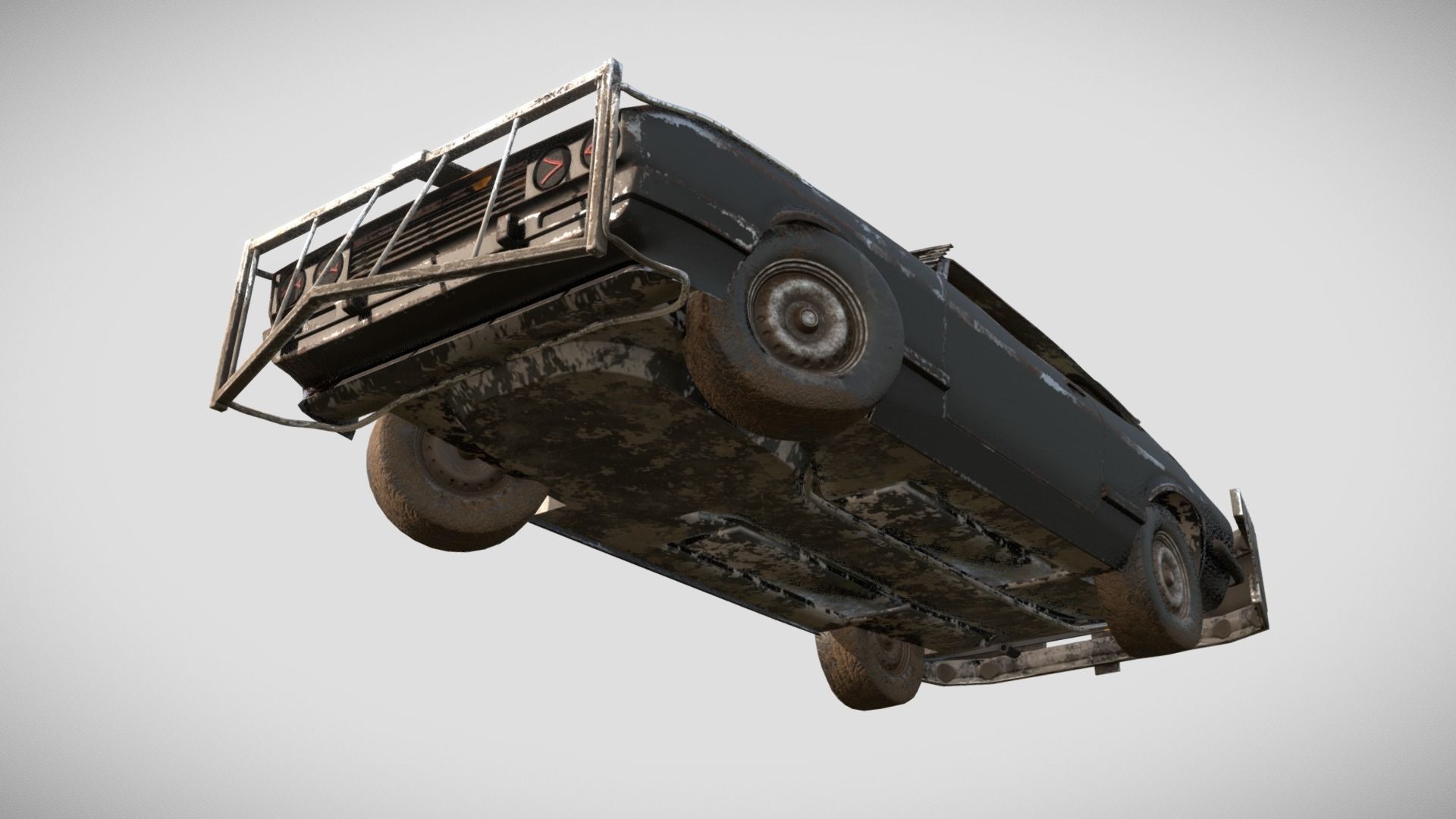 Post Apocalyptic Coupe PBR Low-poly 3D model_6