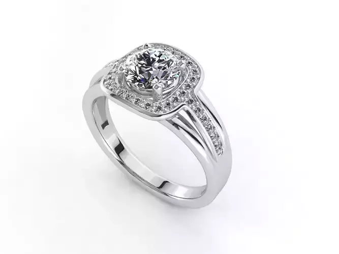 F halo diamond engagement ring