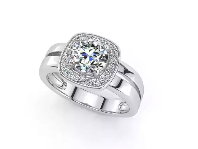 F halo diamond engagement ring gold