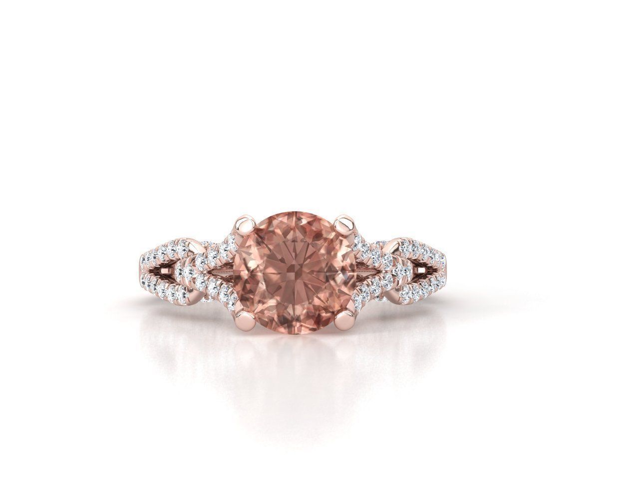 ZNV001 rose gold engagement ring with morganite and diamonds 3D print model_2