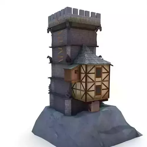 Medieval Building 38 Wizard Tower Low-poly 3D model