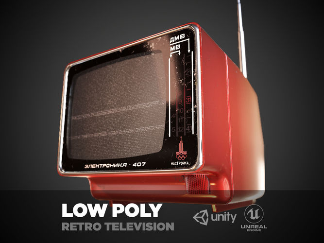 Game ready AR VR Old Russian TV 4k textures Low-poly 3D model