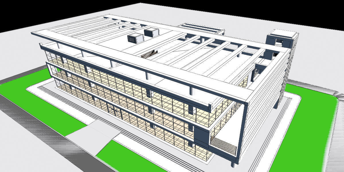 Building 7 office with sky 3D model_9