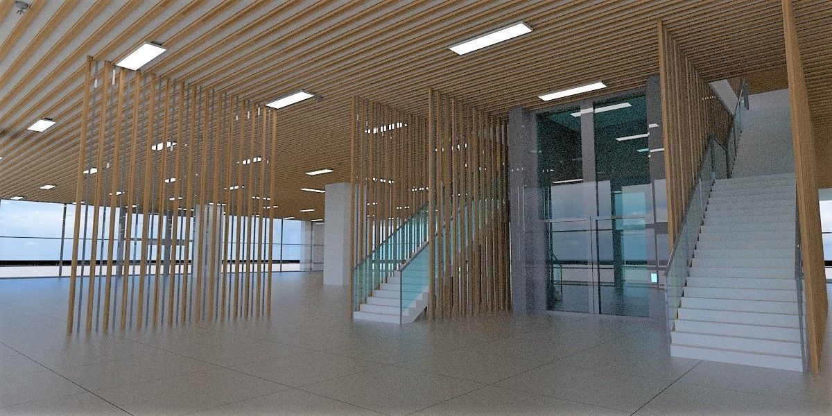 Building 7 office with sky 3D model_4