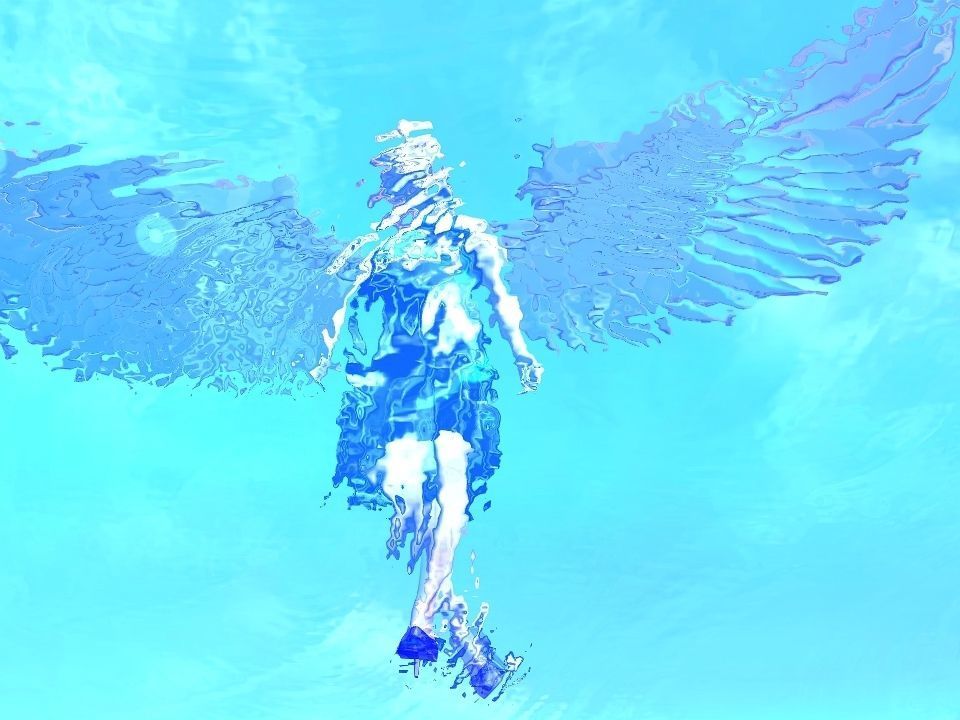 Angelic lady Low-poly 3D model_5