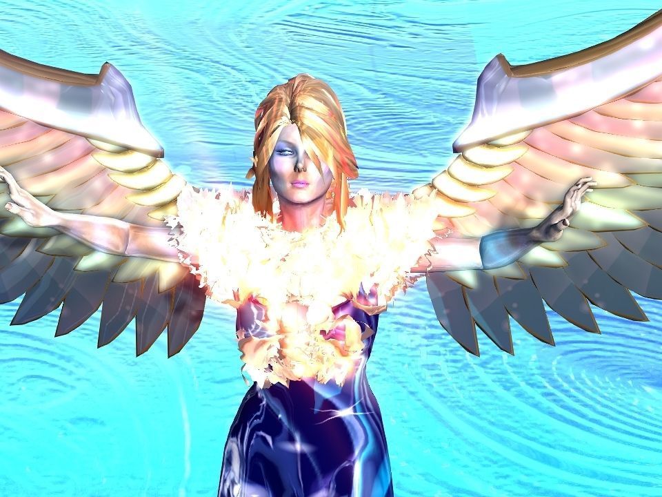 Angelic lady Low-poly 3D model_2