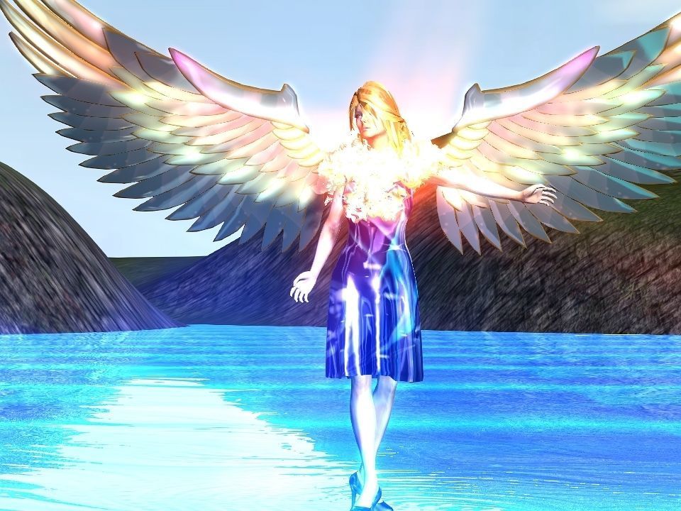 Angelic lady Low-poly 3D model_4