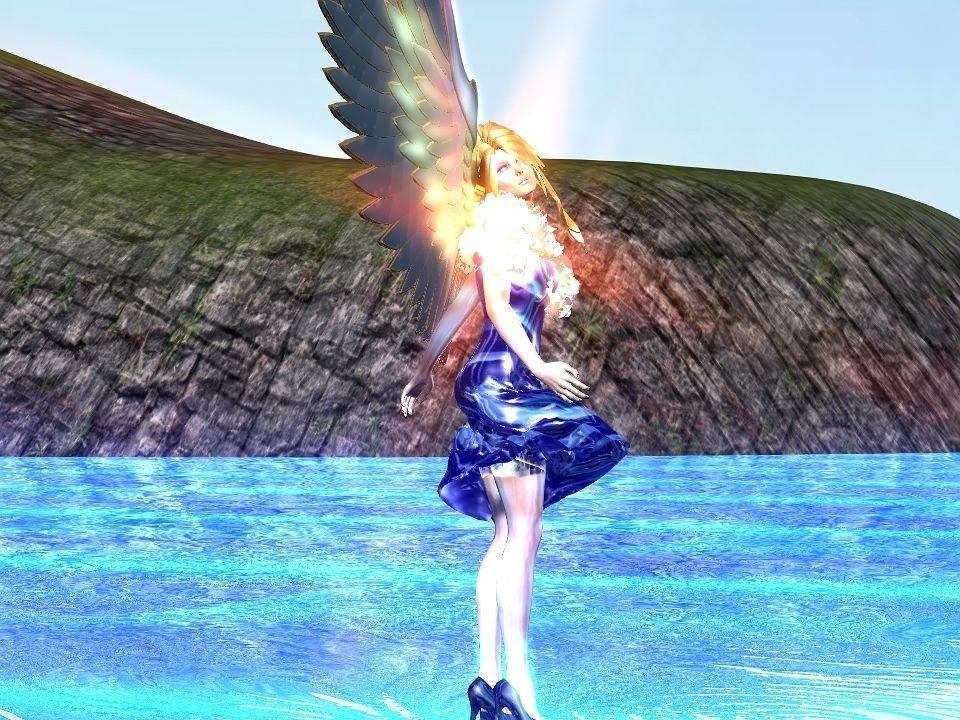 Angelic lady Low-poly 3D model_3