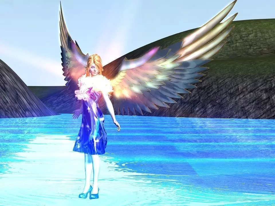 Angelic lady Low-poly 3D model_0