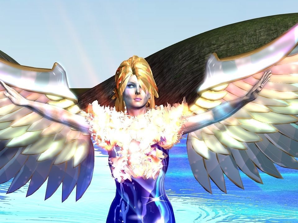 Angelic lady Low-poly 3D model_10