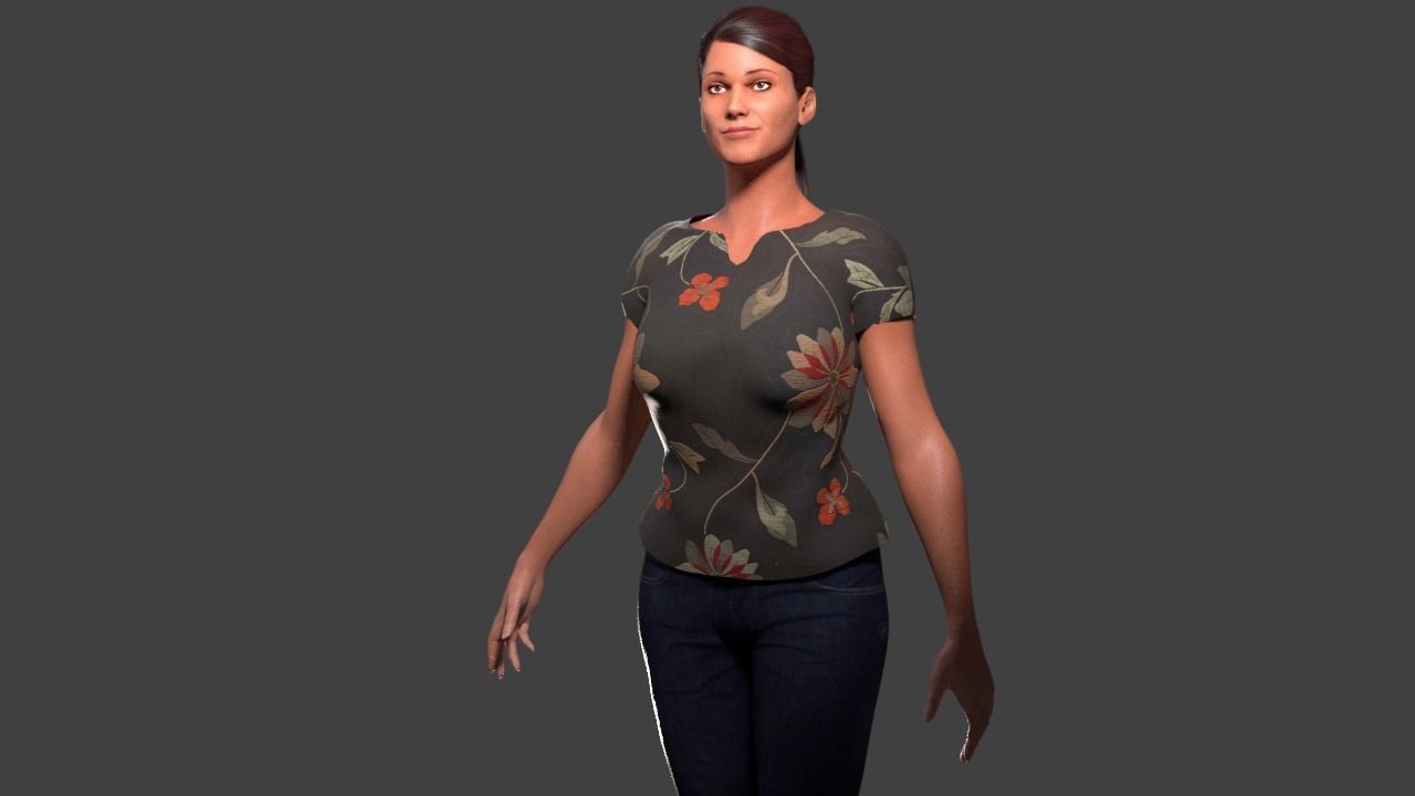 Female Generic Low Poly Low-poly 3D model_1