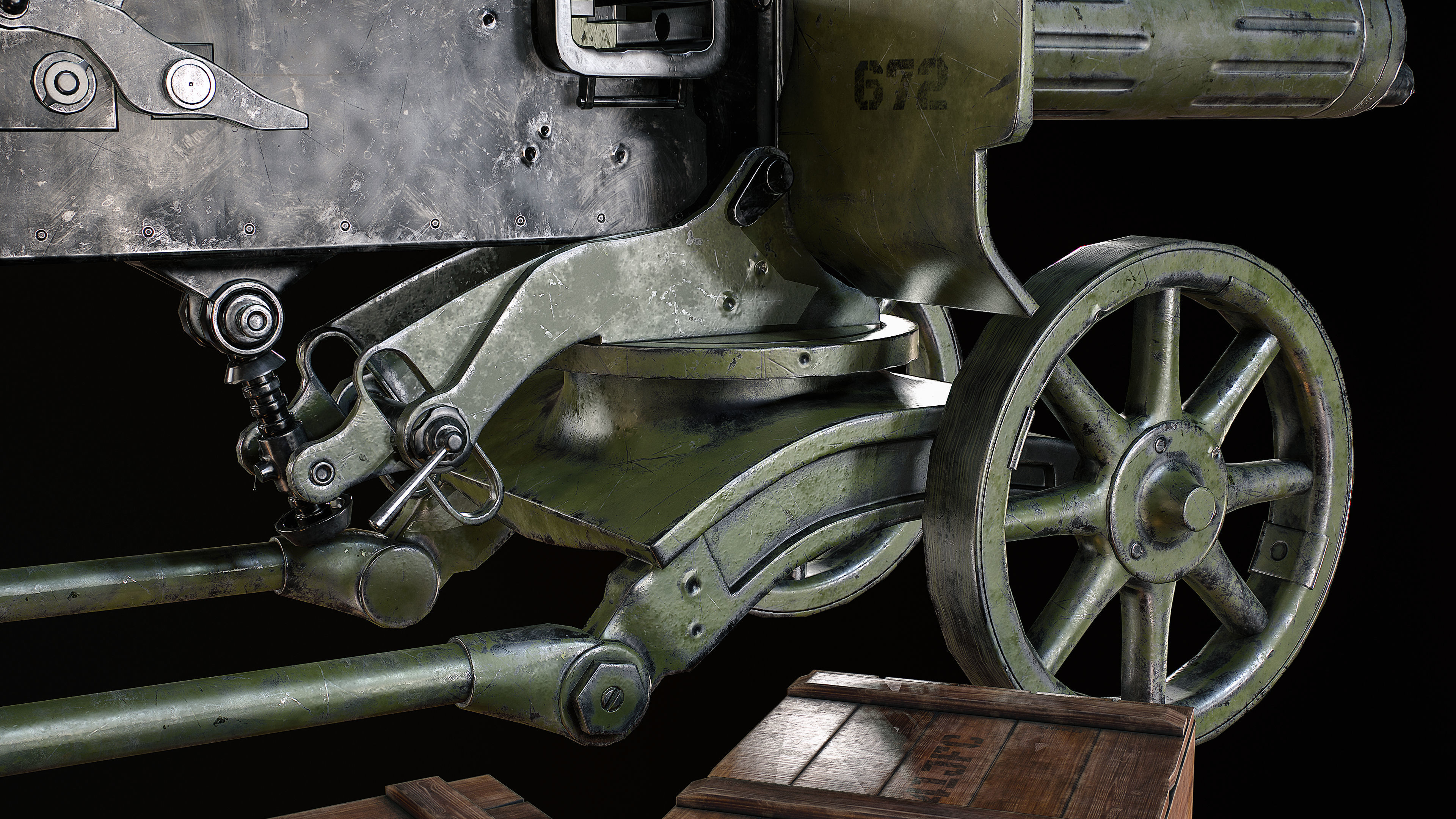 Machine Gun Maxim Low-poly 3D model_7