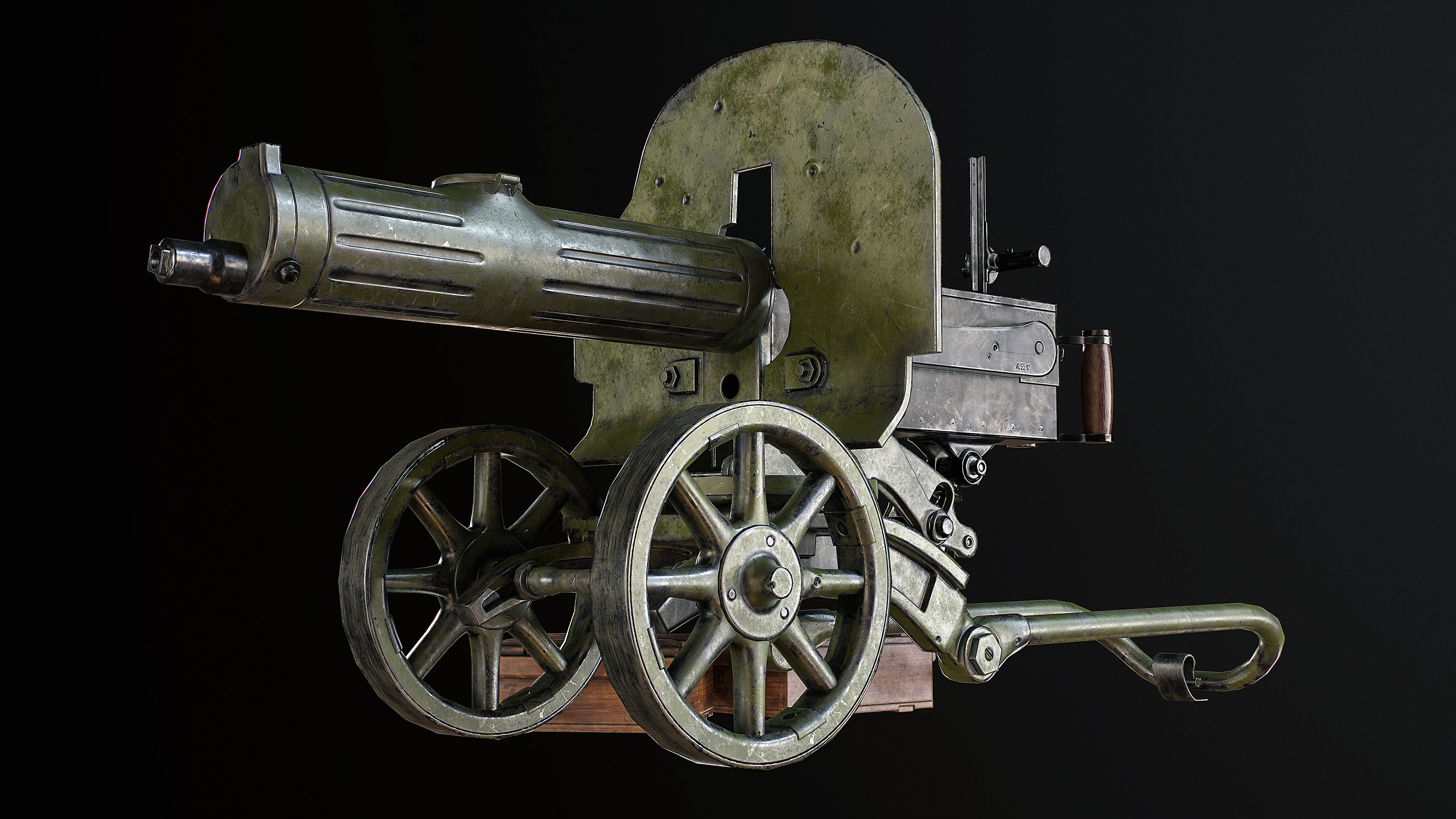 Machine Gun Maxim Low-poly 3D model_10